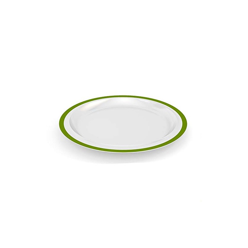 Ornamin Flat Plate Diameter 26 cm Green Melamine Edge (Model