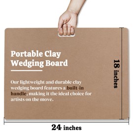 CALPALMY Clay Wedging Board with Convenient Built-in Handle - 24 x 18" Portable Clay Board for Ceramics, Clay Crafts, and Pottery - Sturdy 9mm Thickness MDF Tote Board for Clay Art Enthusiasts