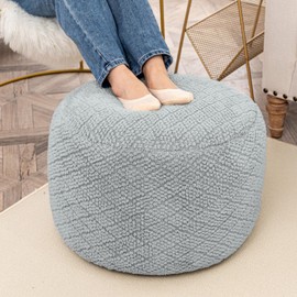 Round Pouf Ottoman Boho Poof Home Decor Floor Pouffe Ottoman Foot Rest for Couch Sofa Bean Bag Chairs Living Room Bedroom 20" x 20" x 14"Inches (Mist Grey Pouf with Filler)