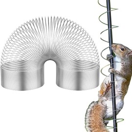 White Squirrel Baffle Metal Spring, Squirrel Baffles for Bird Feeders, Squirrel Deterrents for Bird Feeders, Anti Squirrel Spring Device - Stop Squirrels from Climbing Feeder Accessories Birds Feeders