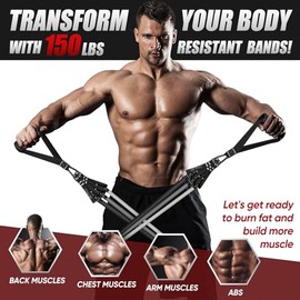 HPYGN - Bandas de resistencia para hombres y mujeres, 5 bandas de entrenamiento de hasta 113 kg, bandas de ejercicio con manijas, anclaje de puerta y 