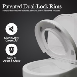 Safe Buns Round Toilet Seat - Patented Dual Lock Rims with Four Slip-Resistant Bumpers - Soft Close Toilet Seat with 100% Polypropylene for Durability - Easy Clean & Universal Fit for all Toilets