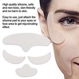 Lifting Facial Parche Parche de silicona antiarrugas de 4 piezas, parche de mentón lavable para la frente ojos cara alisado estiramiento de la piel fa
