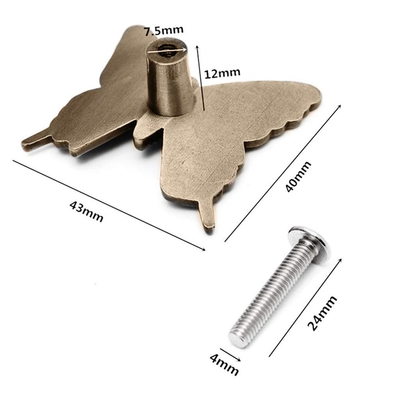 Denpetec 10 Pcs Butterfly Alloy Cabinet Knobs,Vintage Butterfly Shape Drawer