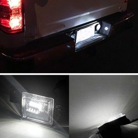 Bestview LED License Plate Lights Tag Lamp Assembly with Socket Wire Harness for 2014-2021 Chevy Silverado GMC Sierra 1500 2500HD 3500HD Colorado Canyon Pickup Truck Rear License Plate Lamp,Pack of 2