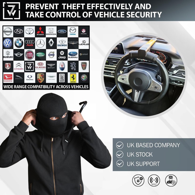 Sevenwalls Steering Wheel Lock - Car Security Device for Auto/SUV/Van,