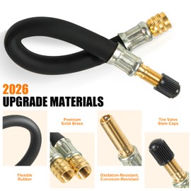 2pcs Valve Stem Extenders, Flexible Tire Valve Extender and Tire Valve Extension, Universal Valve Extender for RV, Truck, Car, Motorcycle, Bike, Works as a Presta Valve Extender