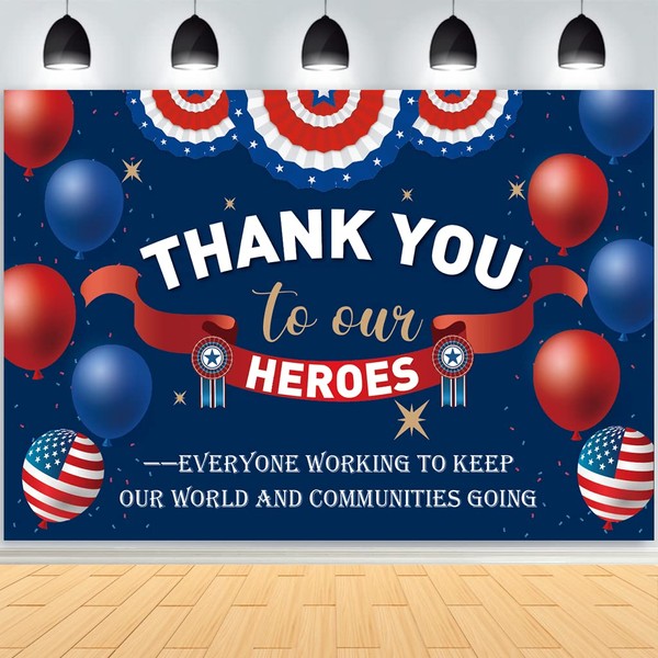 ASOONYUM 7x5ft Thank You to Our Heroes Backdrop Patriotic Soldier Welcome Home Background for Photography Happy Veterans Day Banner Deployment Police Military Army Employees Homecoming Party Supplies