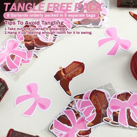 Humyoun 8 Pcs Boots or Bows Hanging Decoration Gender Reveal Party Decor Western Theme Garland Baby Shower Party Supplies Boots Or Bows Party Supplies Brown and Pink Boots Or Bows Banner