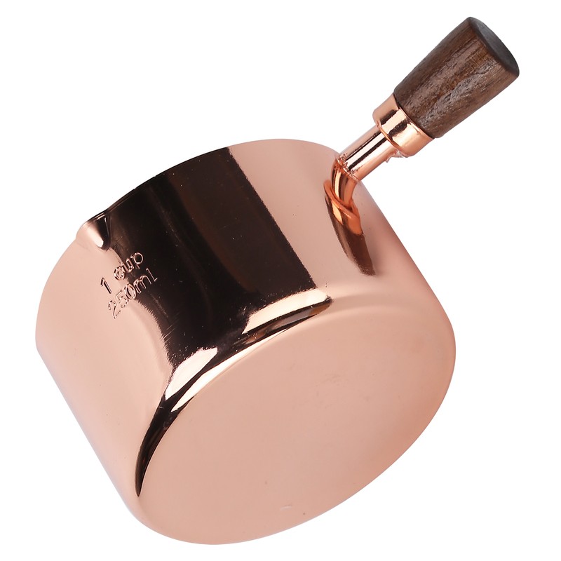 Sauce Pan Wooden Handle Rose Gold Stainless Steel Sauce Pot