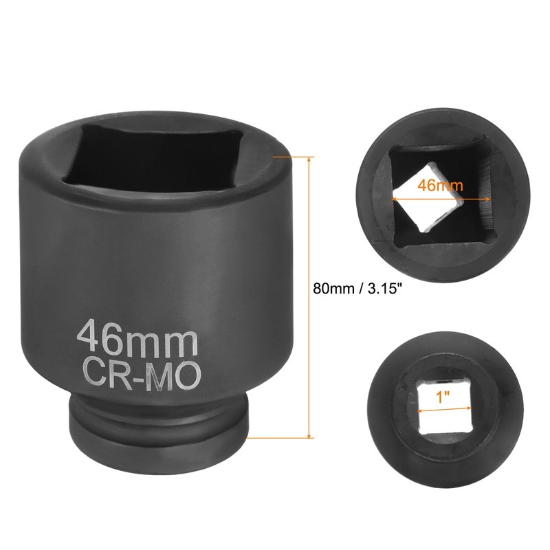 HARFINGTON 4 Point Square Socket 1" Drive 46mm Metric Square