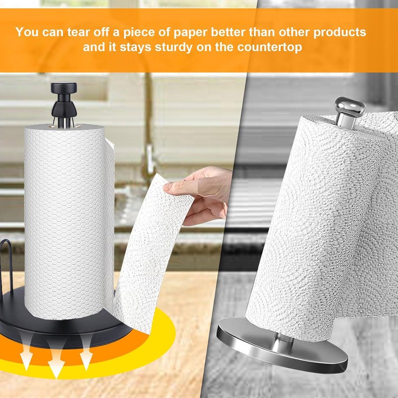 Toallero de Papel para Encimera Negro con Base Lastrada y