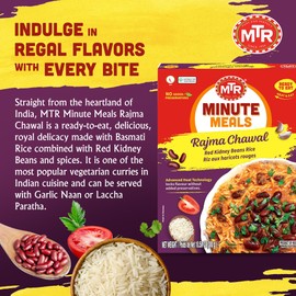 MTR Ready-To-Eat: Rajma Chawal - Red Kidney Beans Rice - Microwavable Rice Packs for Instant Meals - Delicious & Nutritious Rice Ready in Minutes - Suitable for Vegetarians with Natural Ingredients - (Pack of 6)