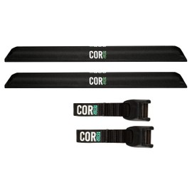 COR Surf Aero Roof Rack Pad and Premium No-Scratch Cam Buckle Tie Down Straps with Protective Silicone for Surf, SUP, Kayak and Canoe (28" Narrow Black)