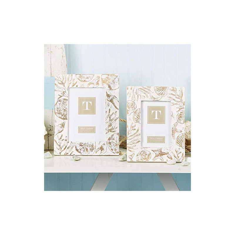 Two's Company Beachcomber Set of 2 Hand-Carved Wood Photo Frames