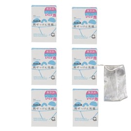 (Additive-free) Pure Soap, Face Wash, Solid Type, 2.8 oz (80 g) x 6 Pieces Set + 1 Bag of Foaming Soap Net, For Sensitive or Dry Skin, Moisturizing & Foaming Skin, 100% Pure Soap