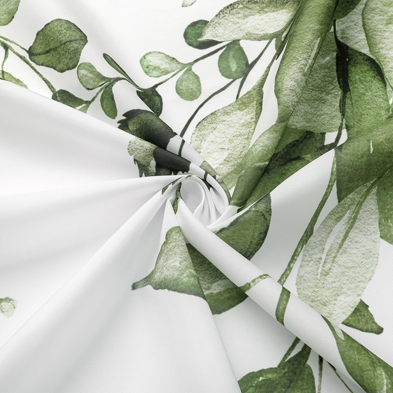 Gibelle Olive Green Eucalyptus Shower Curtain, Watercolor Plant Leaves with