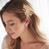 Foyte Bridal Flower Hair Clip Gold Leaf Hair Comb Pearl