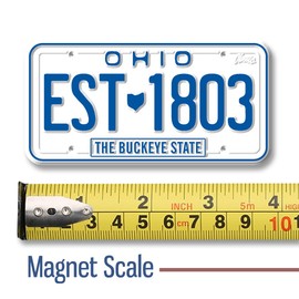 Ohio State License Plate Magnet by Classic Magnets, 1.9" x 3.8", Collectible 3D Rubber Vintage-Style Souvenirs and Gifts Made in The USA