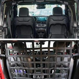 Prefer Warehouse Car Rear Seat Divider Net Mesh Trunk Organizer Isolation Cargo Net Pet Car Barrier Compatible with Jeep Wrangler JK JKU JL JLU Gladiator JT 2007-2022