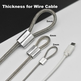 Floyutin 5 Pcs 5mm Wire 24 inch Vinyl Coated Stainless Steel Cable with Loops Short Wire Rope Lanyard Lock Security Chain Link for Outdoor Gates, Clear(5mm x 24inch)