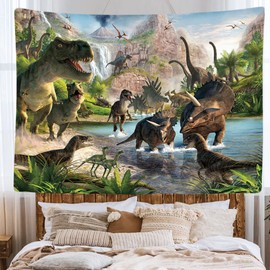 Ulticool - Tapestry Decoration Home - Dinosaur Group T-Rex Animals - 200 x 150 cm - Wall Towel Wall Hangings - Accessories for Bedroom Living Room Children's Room
