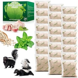 24 Pack Natural Skunk Pouches, Raccoon Repellent Pouches for Outdoor Yard Garden House | Long-Lasting Protection | Safe for Dogs and Children