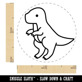 Baby Nursery T-Rex Dinosaur Self-Inking Rubber Stamp Ink Stamper for Stamping Crafting Planners - 1/2 Inch Mini - Orange Ink