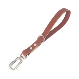 Short lead dog leather. Leather dog lead. Versatile. Dog lead for small, medium and large dogs. Handmade in Spain. 32 cm. Cognac.