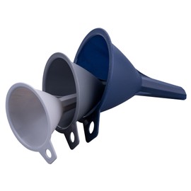 Tasty Plastic Funnel Set of 3: Precise Filling of Bottles & Containers - Perfect for Kitchen & Everyday Use in Grey/Blue