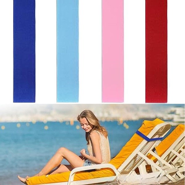 4 Pack Towel Bands for Sun Loungers, Sunbed Towel Clips