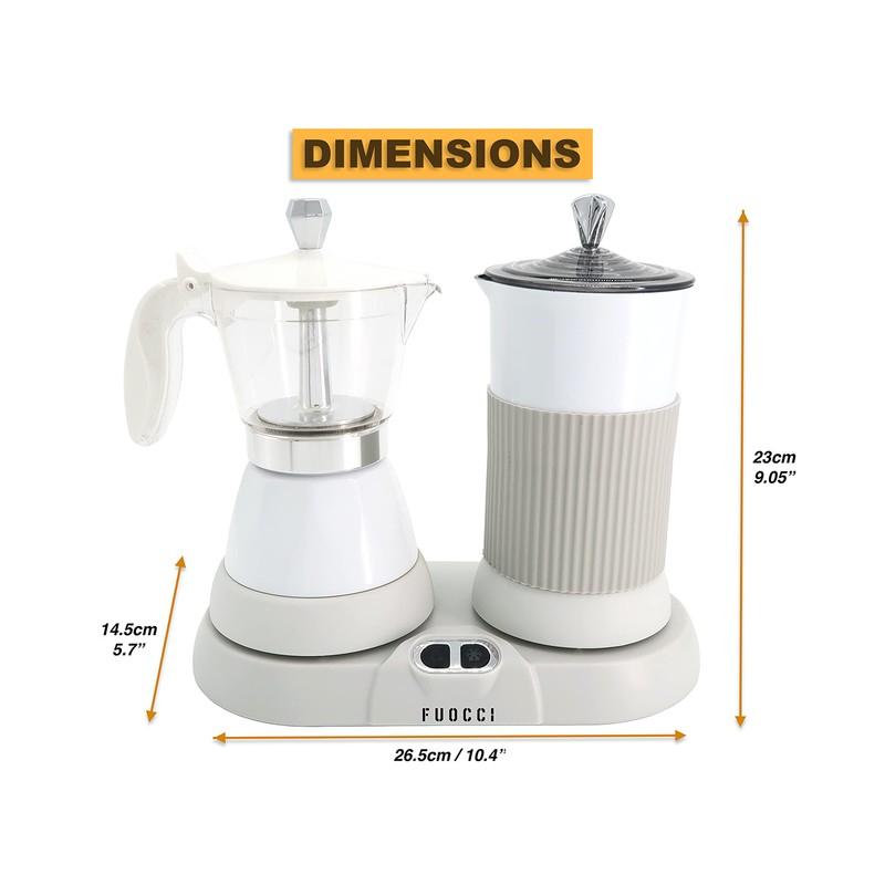 FUOCCI Espresso Maker With Milk Frother; 3 Cups Italian Coffee
