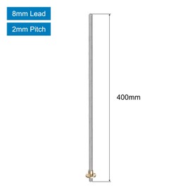 uxcell 2 Pcs 400mm / 16 Inch Tr8x8 Stainless Steel Lead Screw with T8 Brass Nut - [ Acme Thread, 2mm Pitch, 8mm Lead ] for 3D Printer Z Axis, CNC Machine