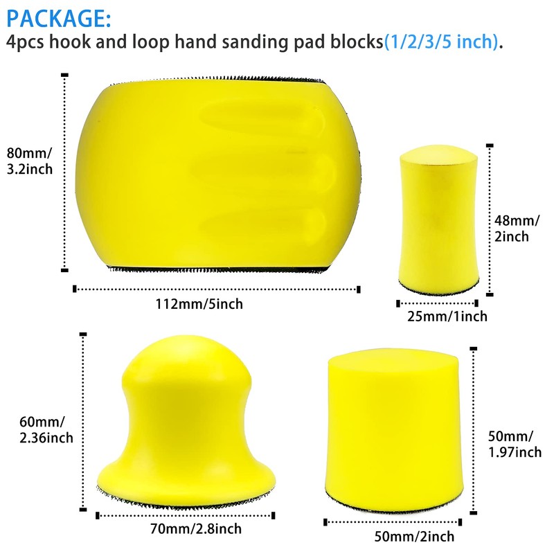 4Pcs Hook and Loop Hand Sanding Pad Block,Hand Sanding Pad