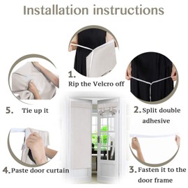 Blackout Tricia Window Door Curtains, Thermal Insulated Noise Reducing Privacy Patio Door/French Door/Glass Door Curtain Panels Rod Pocket, 2 Panels, Each 26" x 68", Stone