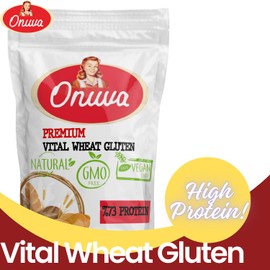 Vital Wheat Gluten by Onuva | High in Protein | 4lb (1.81 kg) | Vegan | Non GMO | Keto Friendly | Bread Making | Natural Powder for Bread Machine | Low Carb | Vegan Gluten | For Seitan | Pack of 1