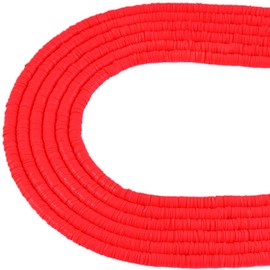 sjavocado Clay Beads,6 Strands 6mm Vinyl Disc Beads Polymer Clay Beads Spacer Beads for Jewelry Making Flat,Necklaces, Bracelets, anklets, Rings (red)