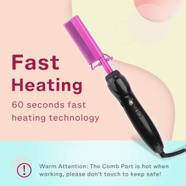 Homfu Electric Hot Comb Hair Straightener Heat Pressing Comb Curling Flat Iron Curler Hair Straightener Brush for Natural Black,Anti-Scald Beard Straightening Electric Press Comb