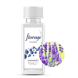Florage 100 ml sauna infusion lavender – 50 years experience as a German fragrance manufacturer, high yield infusion for the sauna, many infusion fragrances, vegan and without animal testing, also as