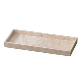 Creative Home Natural Champagne Marble Vanity Tray Towel Tray Bathroom Countertop Organize Tray, 6.5" L x 16.5" W x 1.5" H, Beige