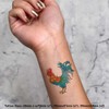 4 x 'Colourful Rooster' Temporary Tattoos - Water Resistant, Skin-Safe,