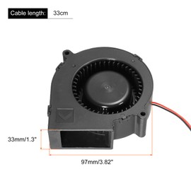 sourcing map DC Brushless Cooling Blower Fan Cooler 9733 97x97x33mm Turbine Turbo Dual Ball Bearing Centrifugal Flow Blower DC12V 2 Pin for 3D Printer