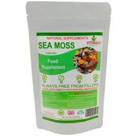 Sea Moss Capsules, 60x Natural Irish Sea Moss Food Supplement, Gluten Free, Sugar Free, GMO Free, Vegan