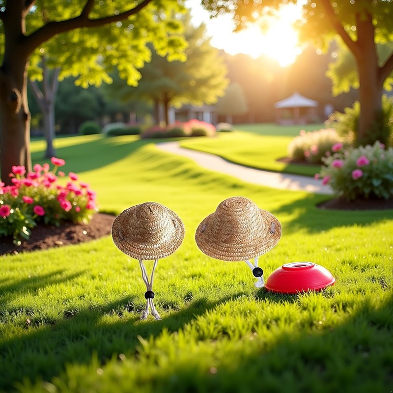 2Pc Novelty Summer Adjustable Pet Dog Outdoor Straw Hat Puppy