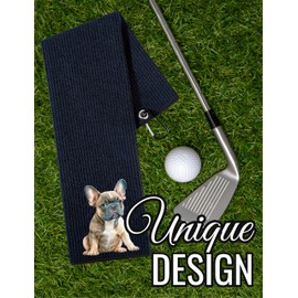 CybGene French Bulldog Gifts Golf Towel, Gifts for French Bulldog Lovers, 40 x 60cm Microfiber Golf Towel for Golf Bags for Birthday, Christmas