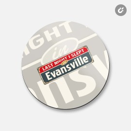 Unbranded Evansville Retro Travel Tin Sign | 4'' X 4'' Round Decorative Magnet