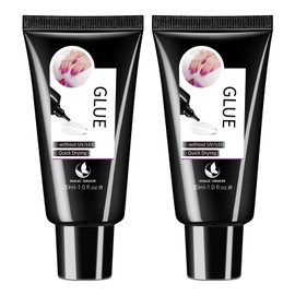 2Pcs 30g Semi Solid Nail Glue for Press On Nails Tips Super Strong Gel Nail Glue No UV Lamp Need Quick Drying Gel Long Lasting for Fake Acrylic Nails