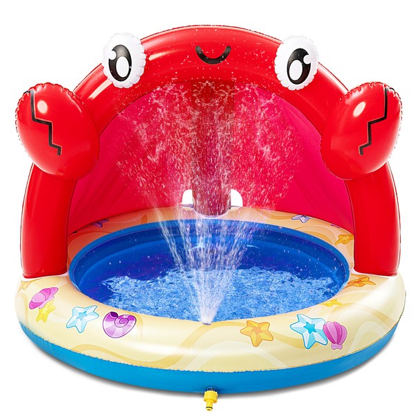 Sloosh Sloosh Baby Pool Toddler Sprinkler, Crab Splash Pool with