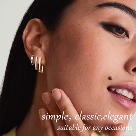 MILACOLATO Gold Hoop Earrings Set for Women 14K Gold Filled Sterling Silver Posts Hoop Earrings Hypoallergenic Trendy Gold Huggie Hoop Earring Stacks 3 Pairs-i