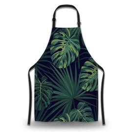 Olikked Kitchen Aprons for Men Dark Tropical Jungle Plants Apron for Men for Cooking Restaurant BBQ Painting Crafting Gardening 27” (W) x 31” (H), Waterproof Apron